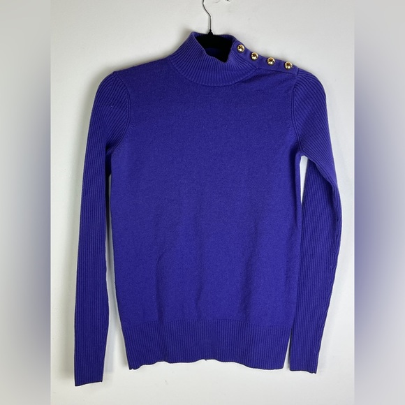 Tory Burch Vibrant Purple Button-Shoulder Sweater - Picture 5 of 12